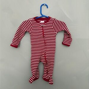 Cozy Red and White Striped Kids Footie